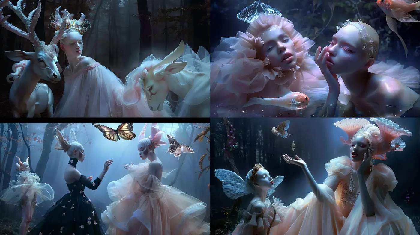 Ethereal Fantasy in a Moonlit Enchanted Forest - Midjourney sref style
