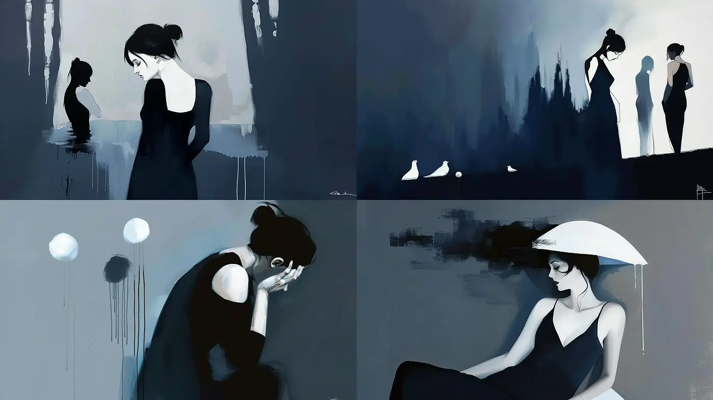 Ethereal Monochrome Visions: A Study in Shadows and Silhouettes - Midjourney sref style