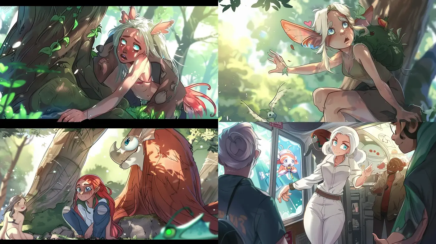 Enchanted Forest Whimsy: A Vivid and Lively Anime-Inspired Artistry - Midjourney sref style