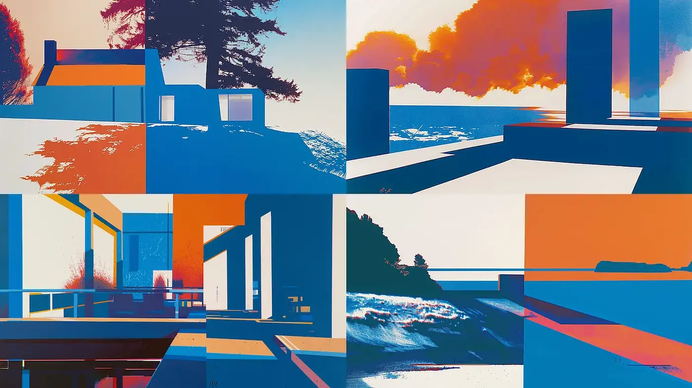 Vibrant Geometric Landscapes with a Futuristic Aesthetic - Midjourney sref style