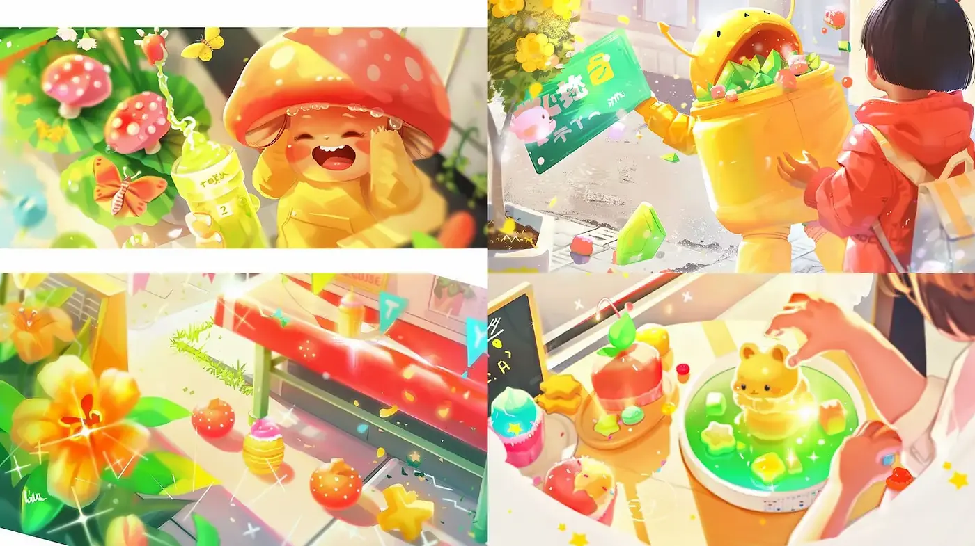 Playful and Whimsical Illustrations with Soft Textures - Midjourney sref style