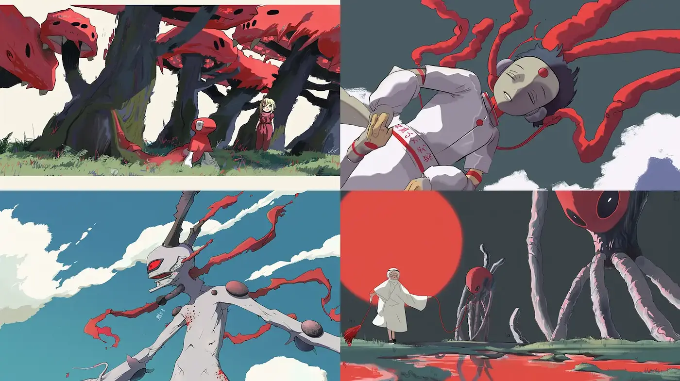 Surreal and Ethereal Scenes with Bold Elements - Midjourney sref style