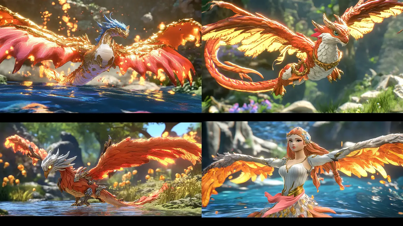 Mythical Radiance: An Ode to Enchanting Creature Designs in Lush Natural Environments - Midjourney sref style
