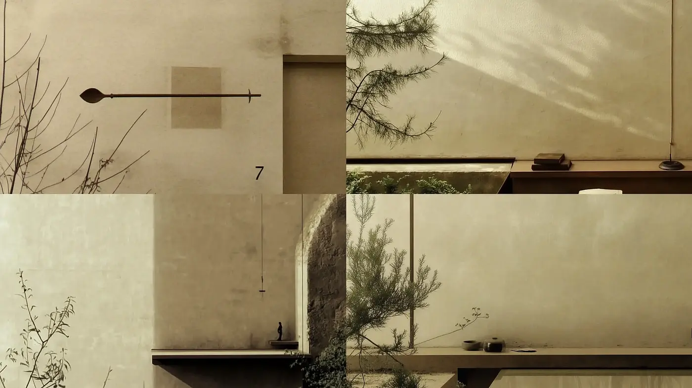 Tranquil Sepia Tones of Contemporary Minimalism - Midjourney sref style