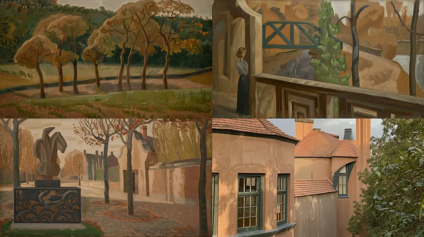 Autumn Hues and Textured Serenity: A Consistent Artistic Expression - Midjourney sref style