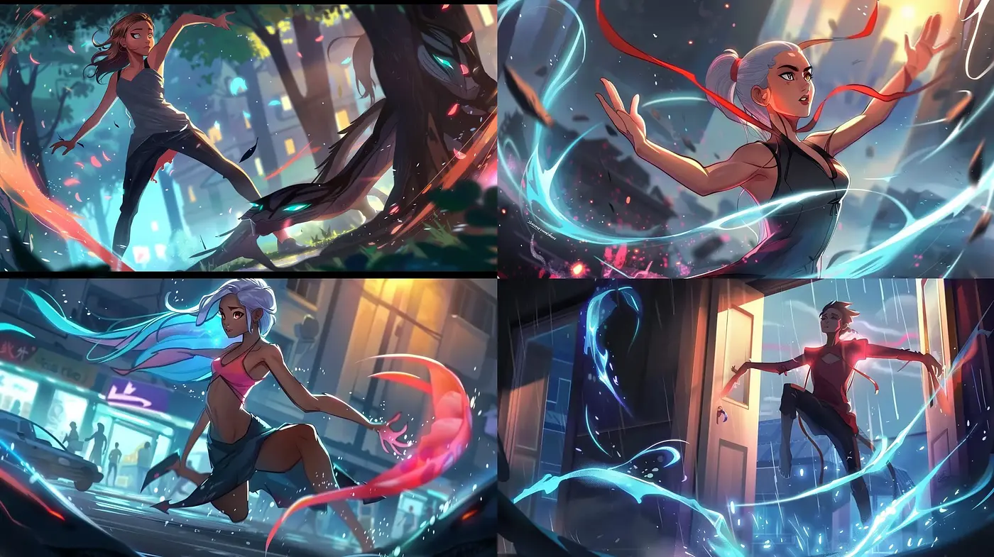 Energetic Dynamic Illustration with a Vibrant Cyber-Fantasy Flair - Midjourney sref style