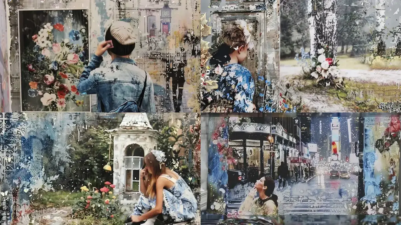 Ethereal Brushstroke Fusion of Urban and Natural Sceneries - Midjourney sref style