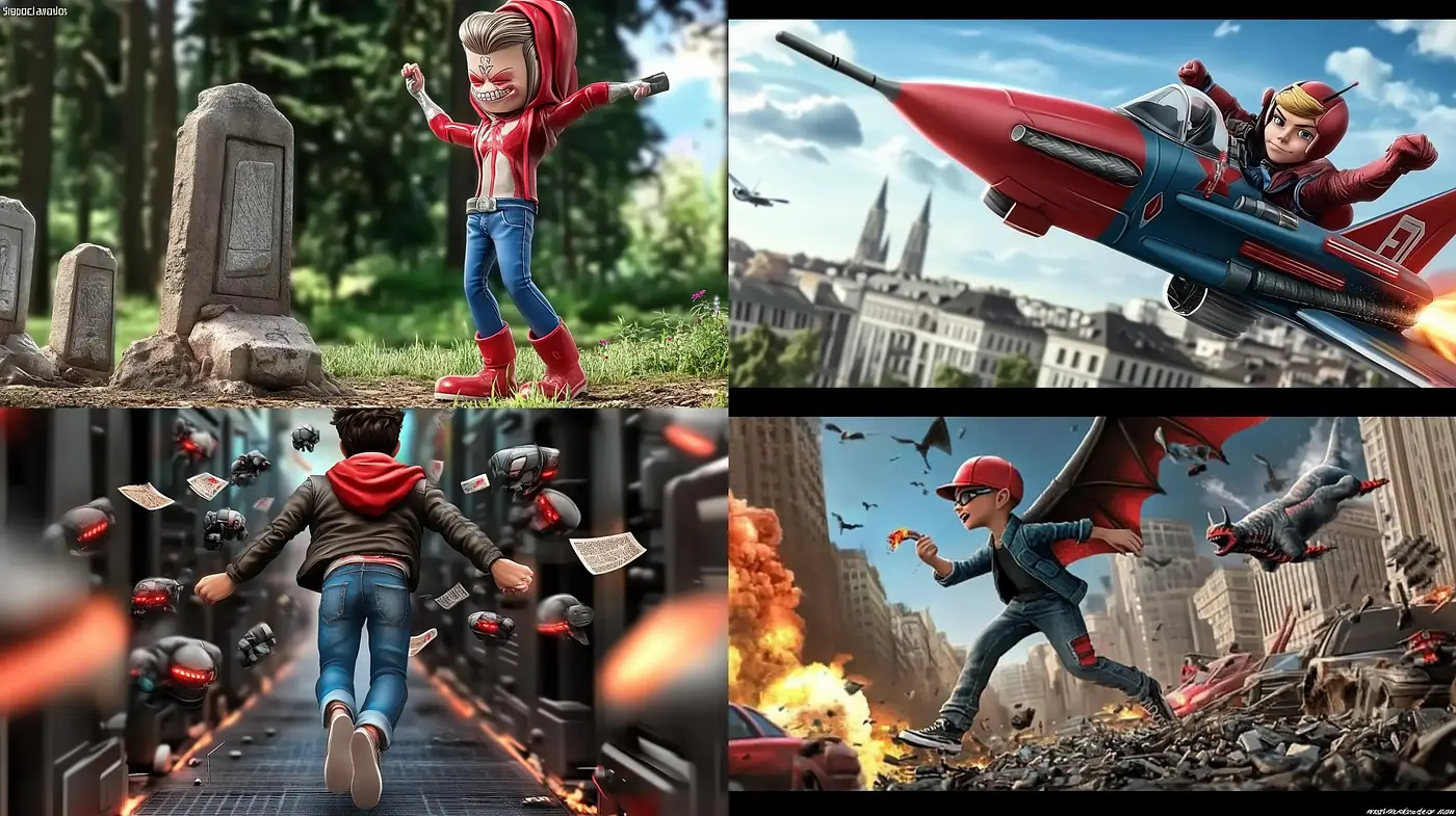 Dynamic Heroic Adventure Through A Cinematic Lens - Midjourney sref style