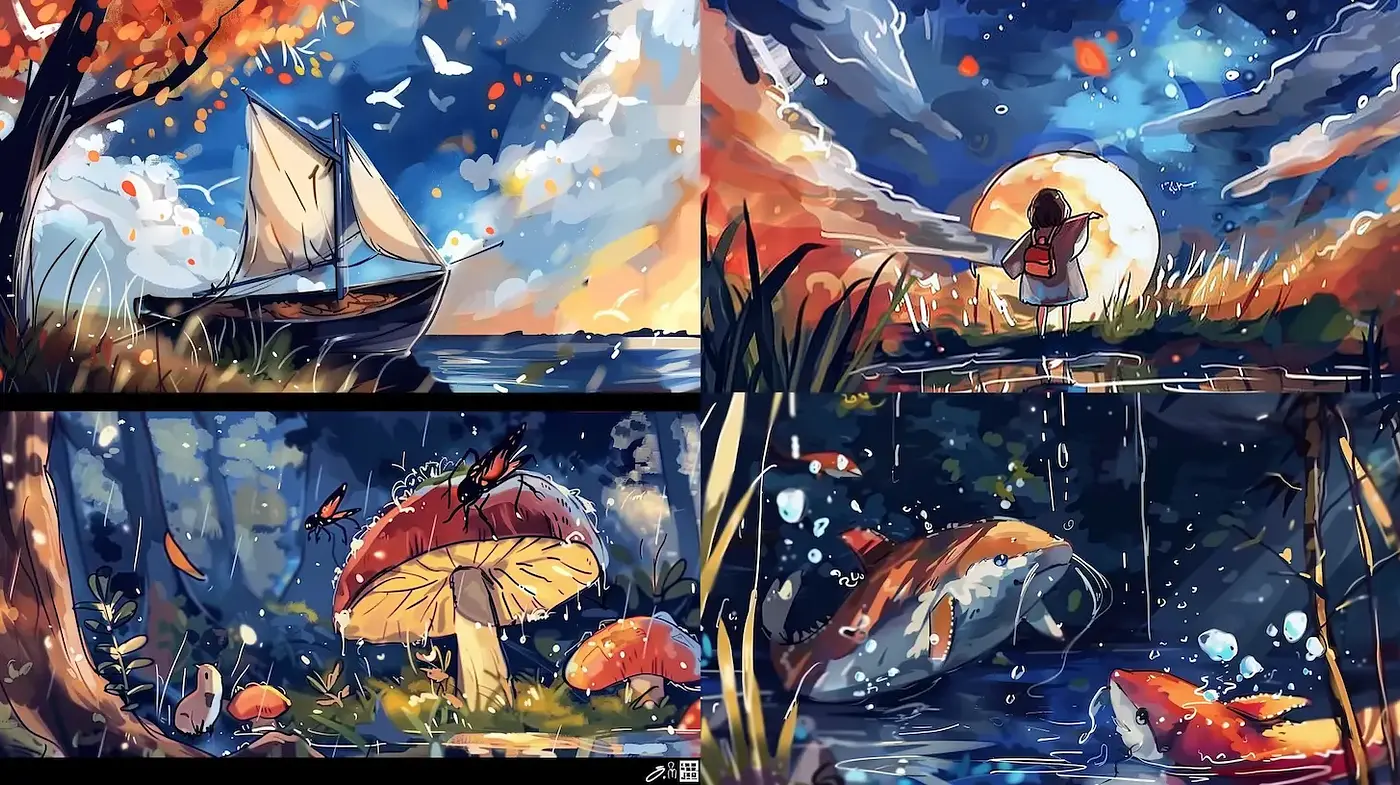 Harmonious Fusion of Nature and Imagination in a Colorful Landscape - Midjourney sref style