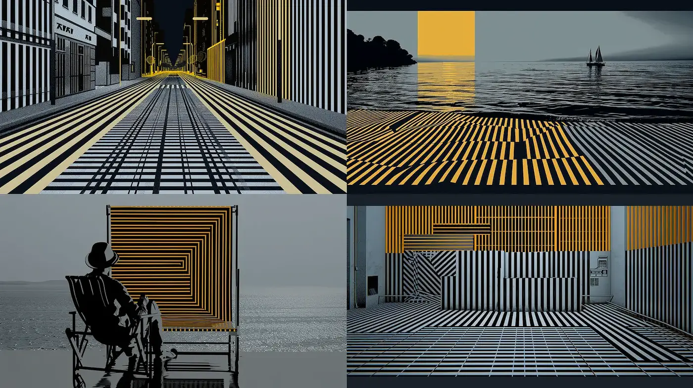 Contemporary Geometric Minimalism with a Monochromatic Twist - Midjourney sref style