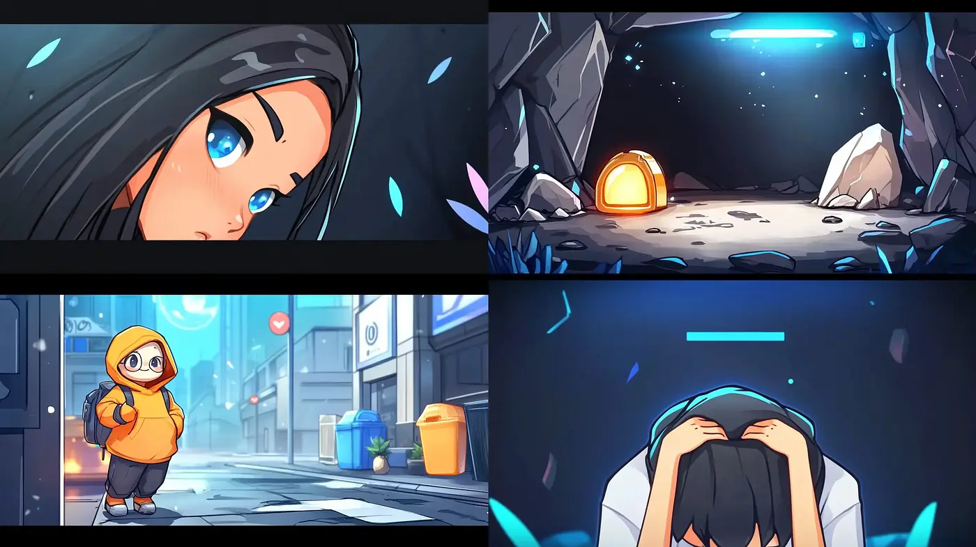 Vibrant Futuristic Nostalgia in Neon Blue Hues - Midjourney sref style