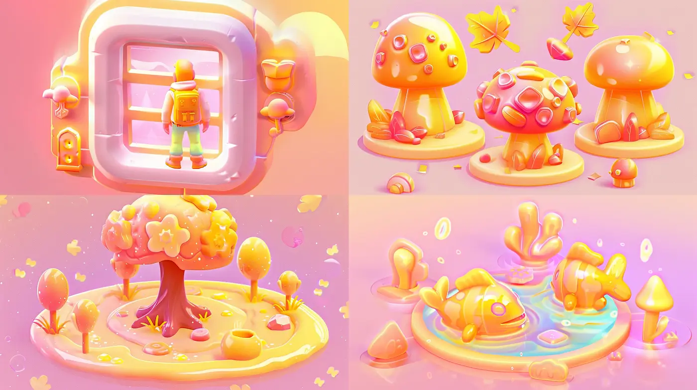 Candy-Colored Dreamscapes with Surreal Charm - Midjourney sref style