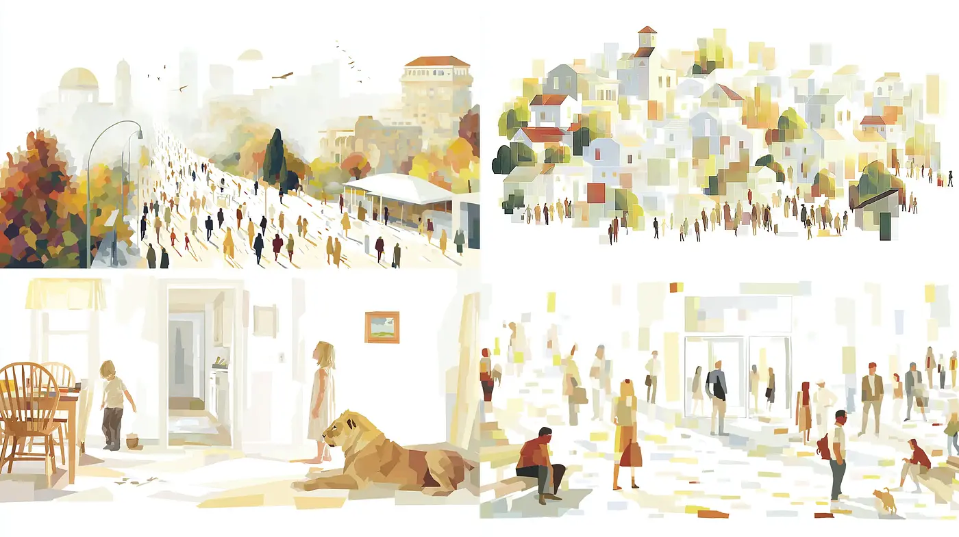 Stylized Minimalist Scenes with a Warm Color Palette - Midjourney sref style