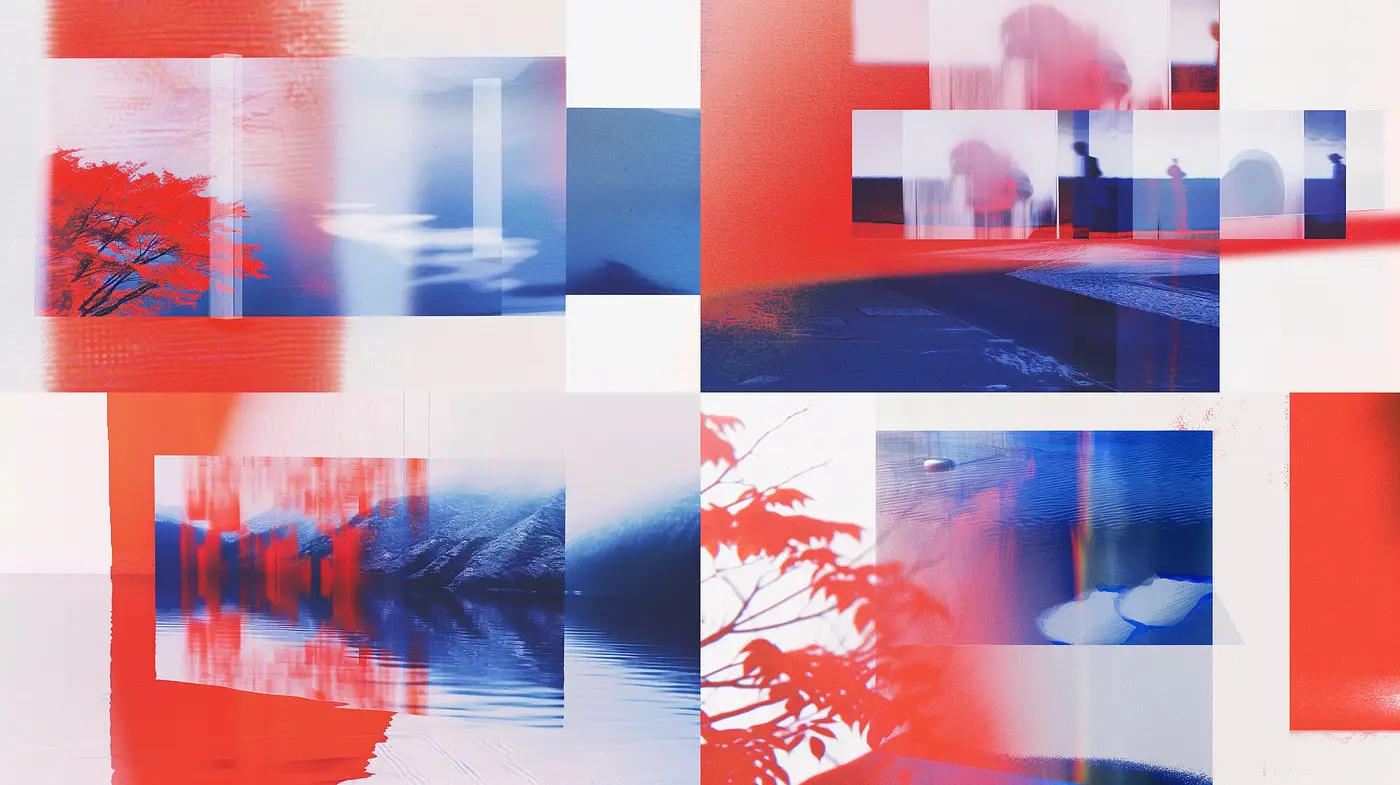 Abstract Synthesis: A Fusion of Digital Brushwork and Textural Red-Blue Dichotomy - Midjourney sref style