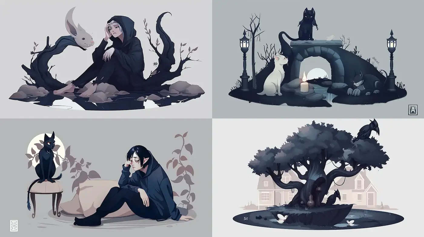 Ethereal and Enigmatic Illustrations with Intriguing Textures - Midjourney sref style