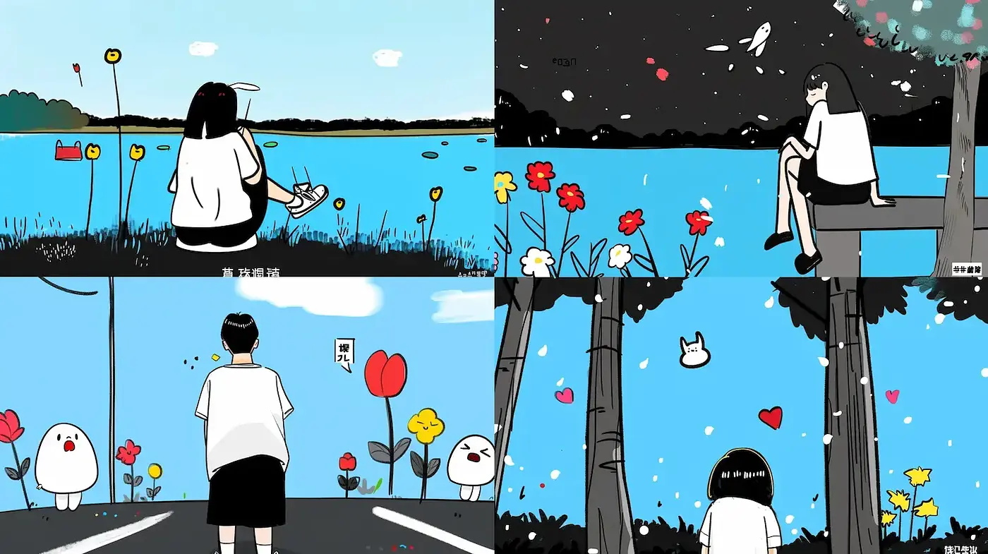 Playful and Whimsical Digital Illustrations with Simplified Forms - Midjourney sref style
