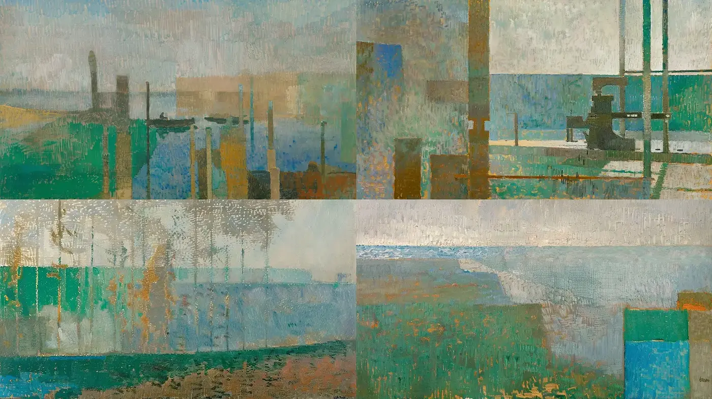 Subtle and Harmonious Abstract Landscapes with Textural Depth - Midjourney sref style