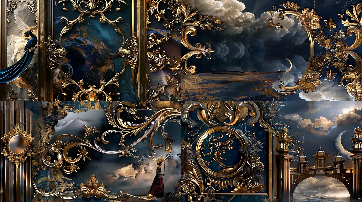 Baroque Reverie: Ornate Elegance and Dreamlike Ambiance - Midjourney sref style