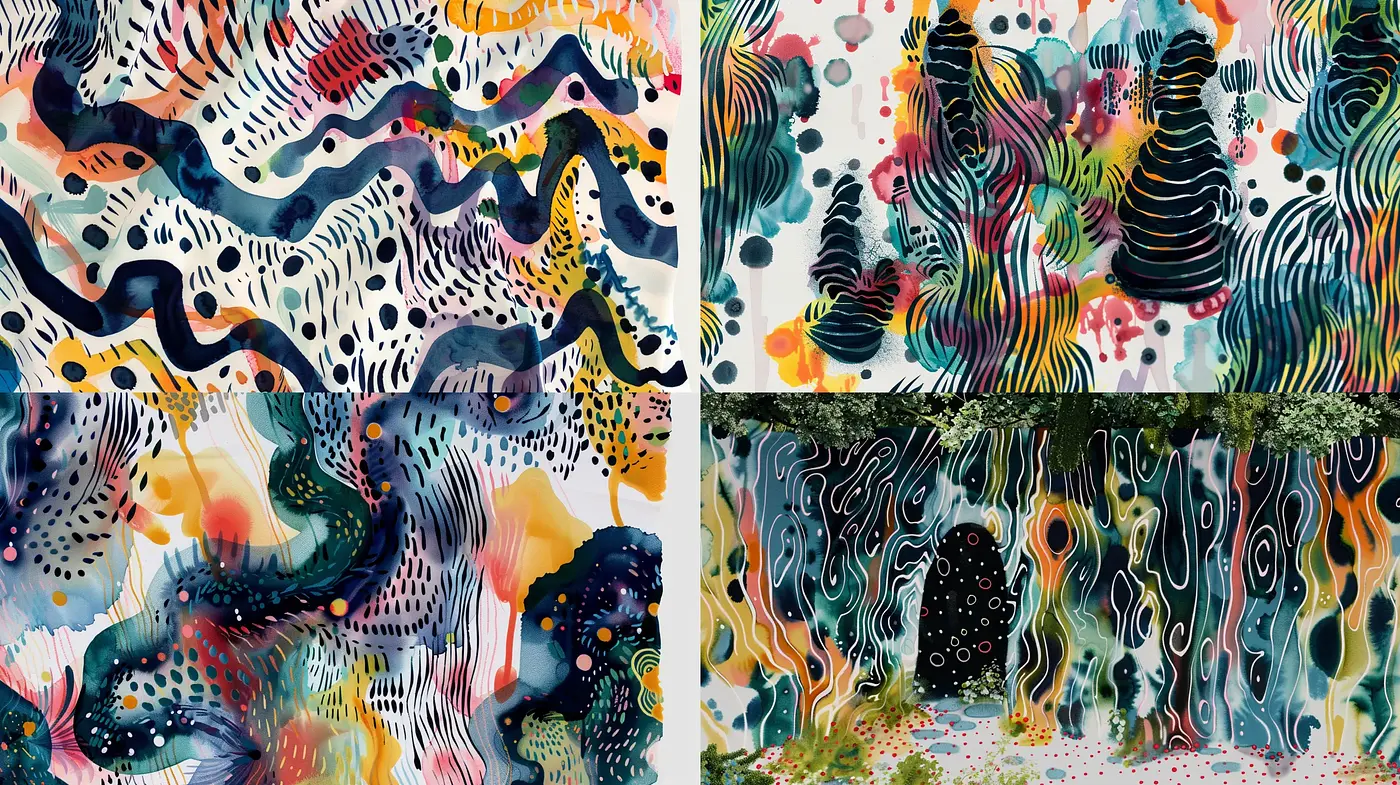 Abstract Organic Fusion of Vibrant Hues and Fluid Forms - Midjourney sref style