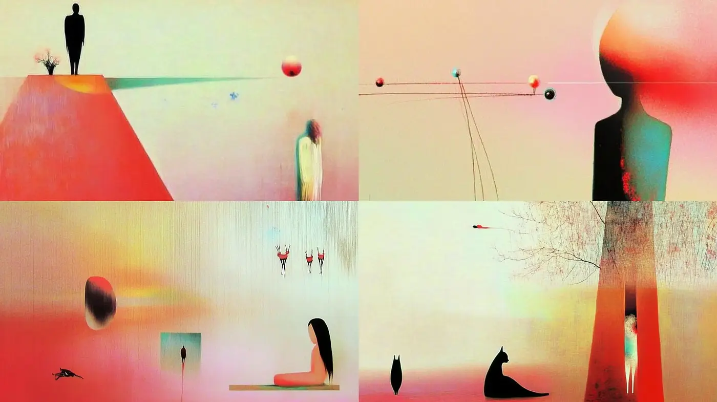 Surrealist Dreamscape with Vintage Undertones - Midjourney sref style