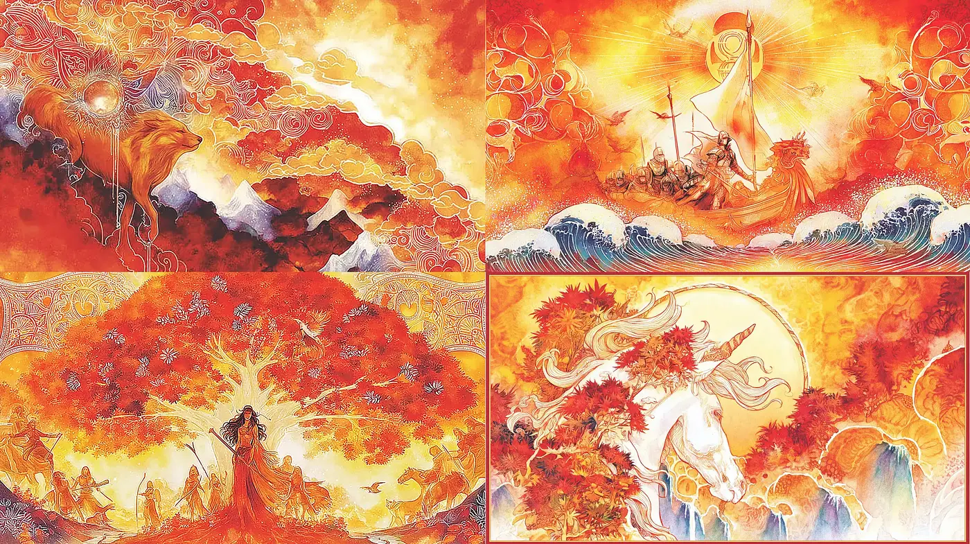 Vibrant and Mystical Illustrations Inspired by Mythology - Midjourney sref style