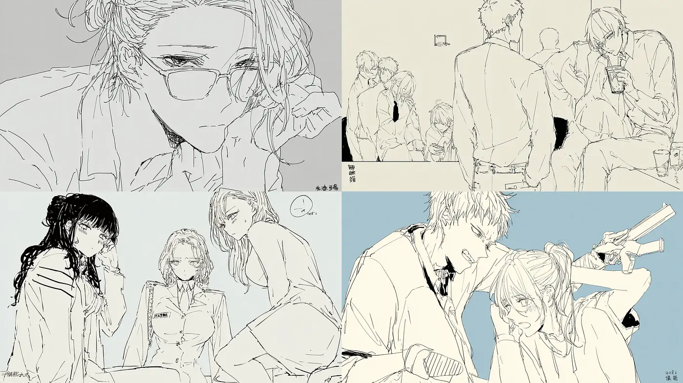 Contemporary Sketchy Style with Fluid Narrative Flow - Midjourney sref style