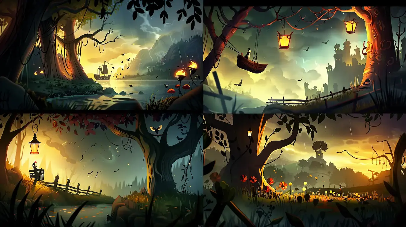 Enchanting Fantasy Landscapes with a Mischievous Charm - Midjourney sref style
