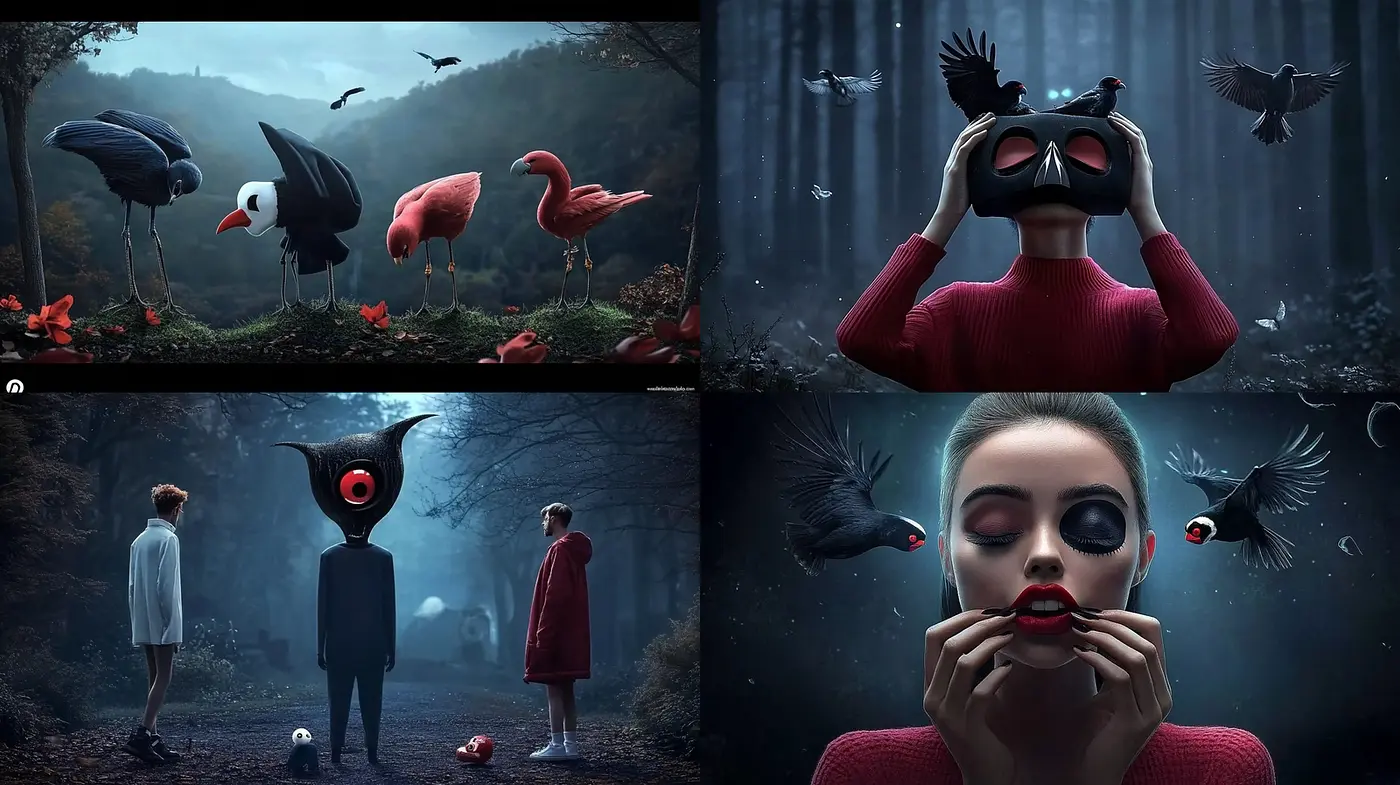 Surrealistic Dreamscapes with a Dark and Whimsical Touch - Midjourney sref style