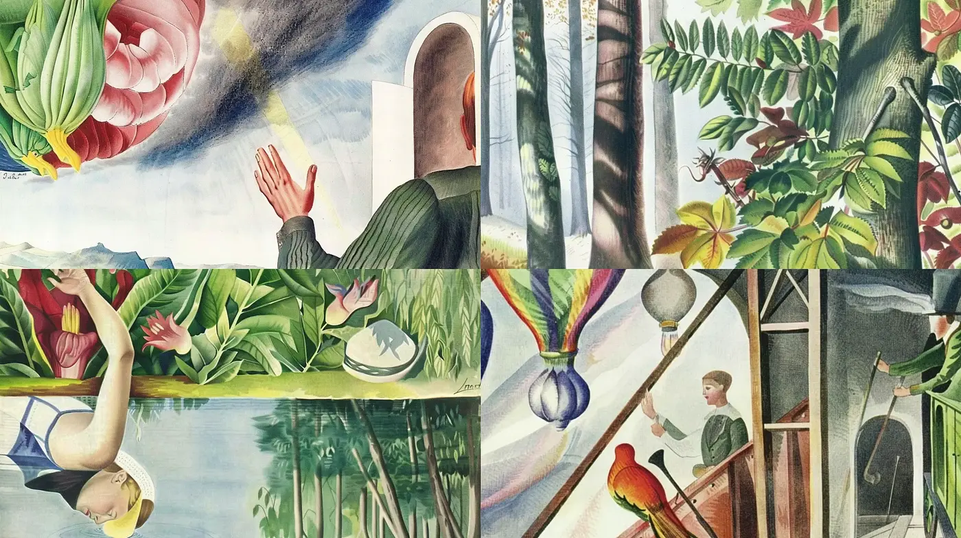 Enchanting Botanical Dreamscapes with Surreal Overtones - Midjourney sref style