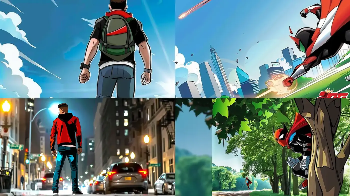Dynamic and Colorful Urban Comic Style with a Modern Heroic Twist - Midjourney sref style
