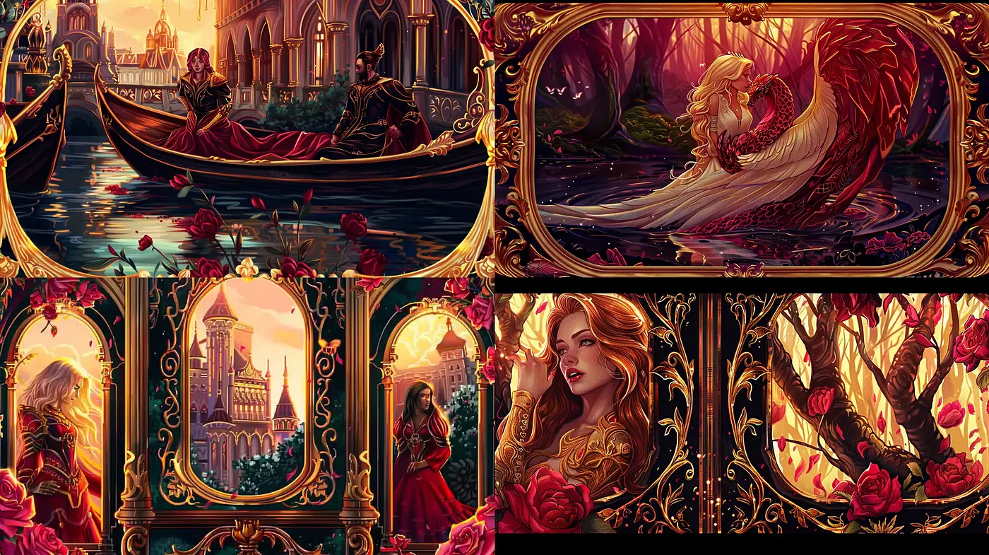 Enchanted Twilight Elegance with Baroque Influences - Midjourney sref style
