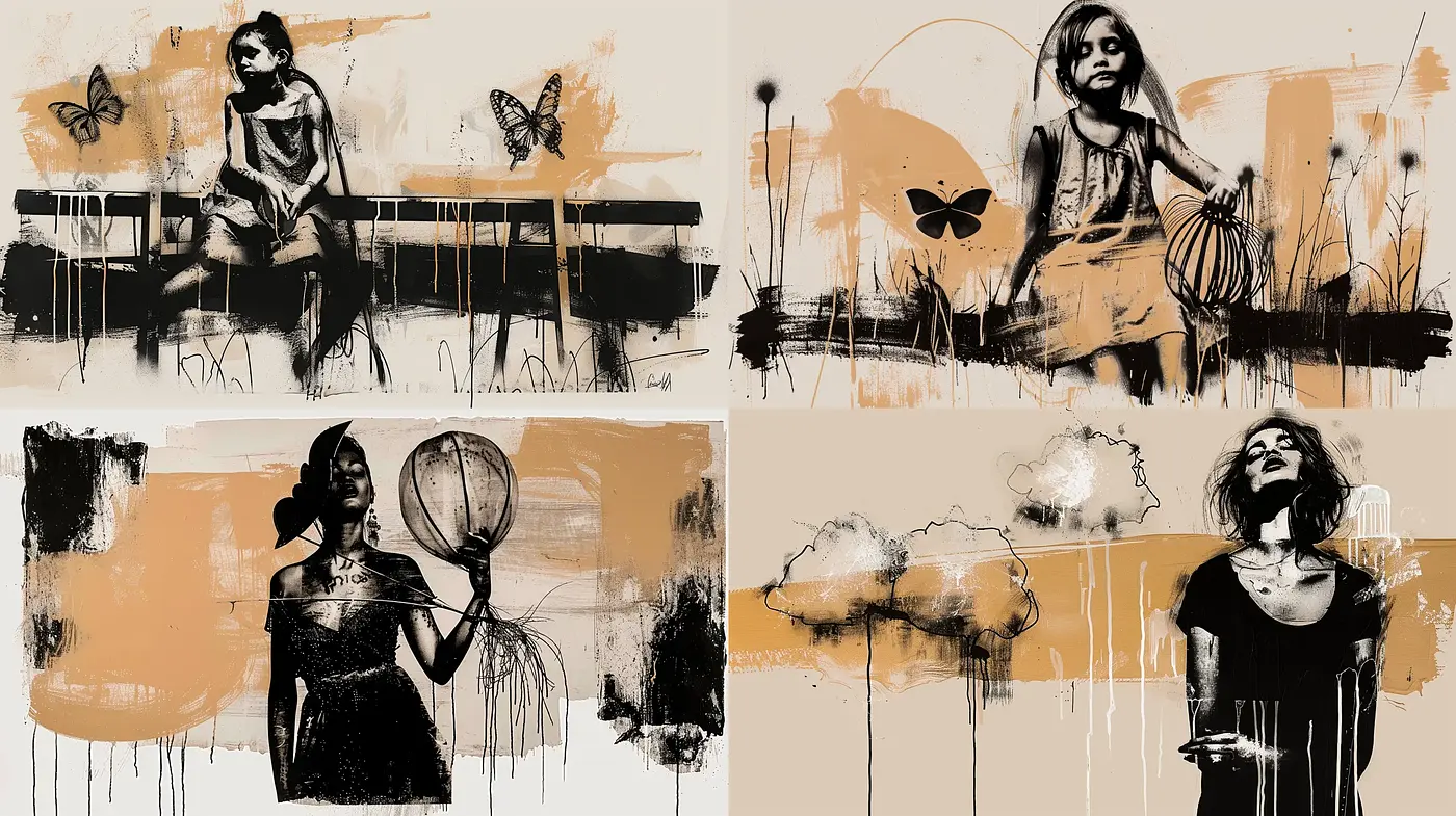 Contemporary Abstract Expressionist Portraits with Monochrome and Earth Tones - Midjourney sref style