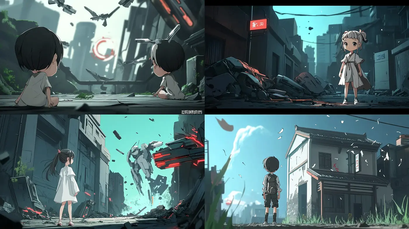 Post-Apocalyptic Serenity with Anime Essence - Midjourney sref style
