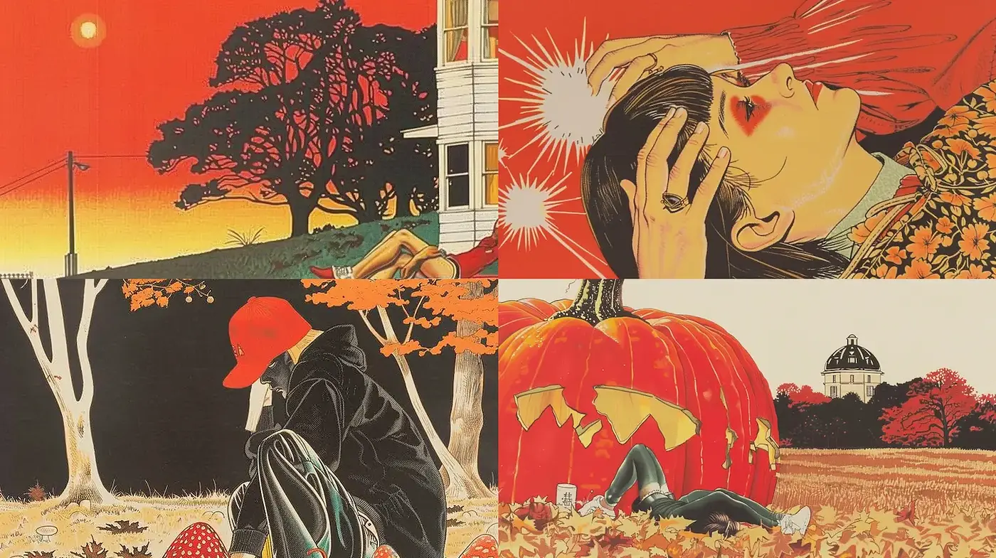 Vibrant Autumnal Aesthetic with Elements of Modern Illustration - Midjourney sref style