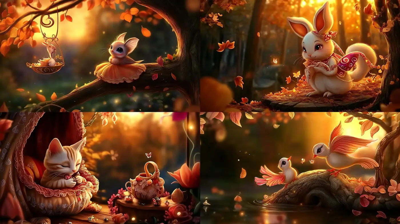 Enchanted Autumnal Twilight with a Whimsical Charm - Midjourney sref style