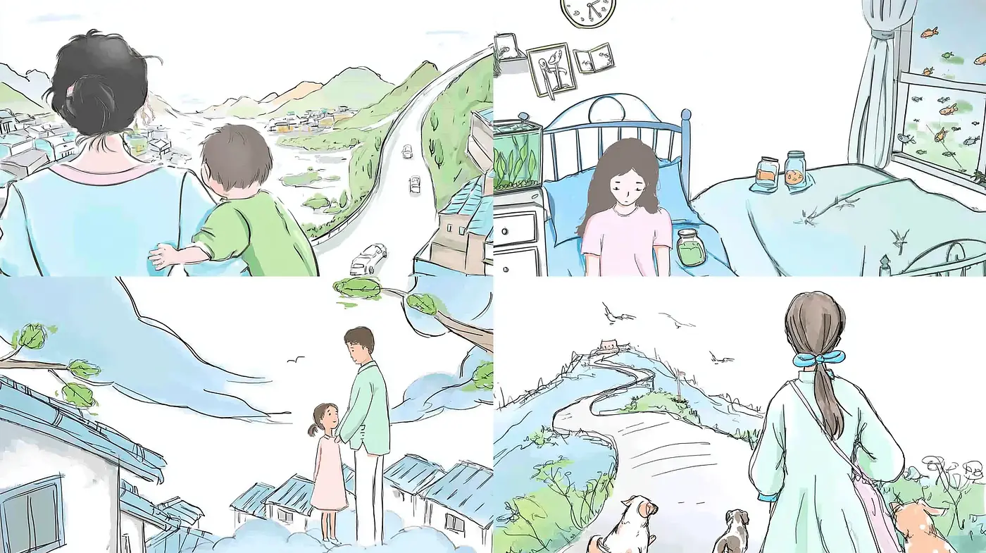 Whimsical and Gentle Illustrative Style with Atmospheric Elements - Midjourney sref style