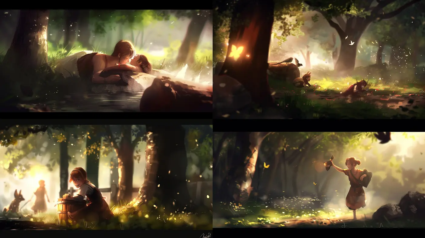 Enchanted Forest Whispers: A Dreamy Journey Through Dappled Light and Ethereal Moods - Midjourney sref style