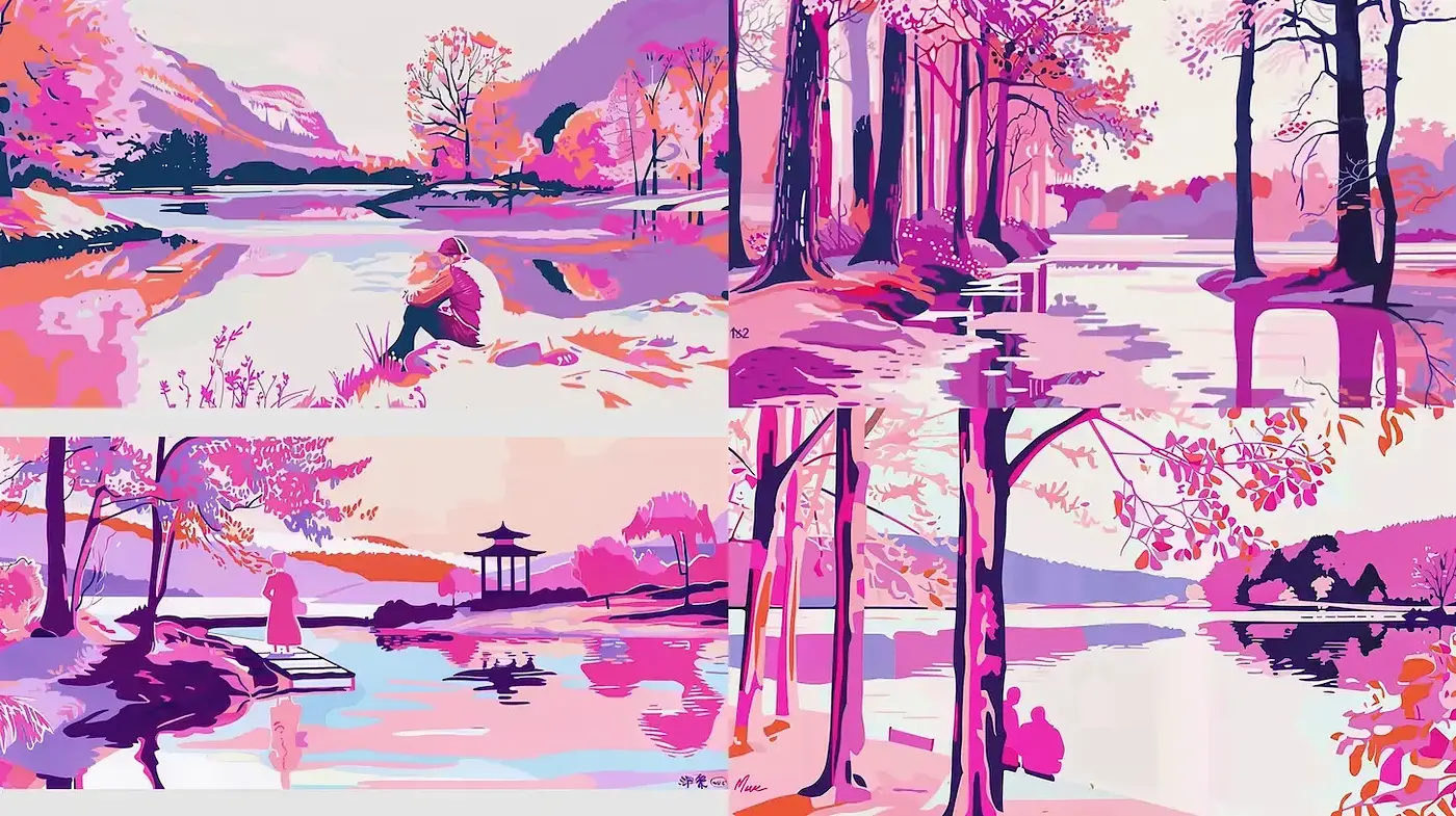 Vibrant and Harmonious Landscape with a Dreamlike Quality - Midjourney sref style