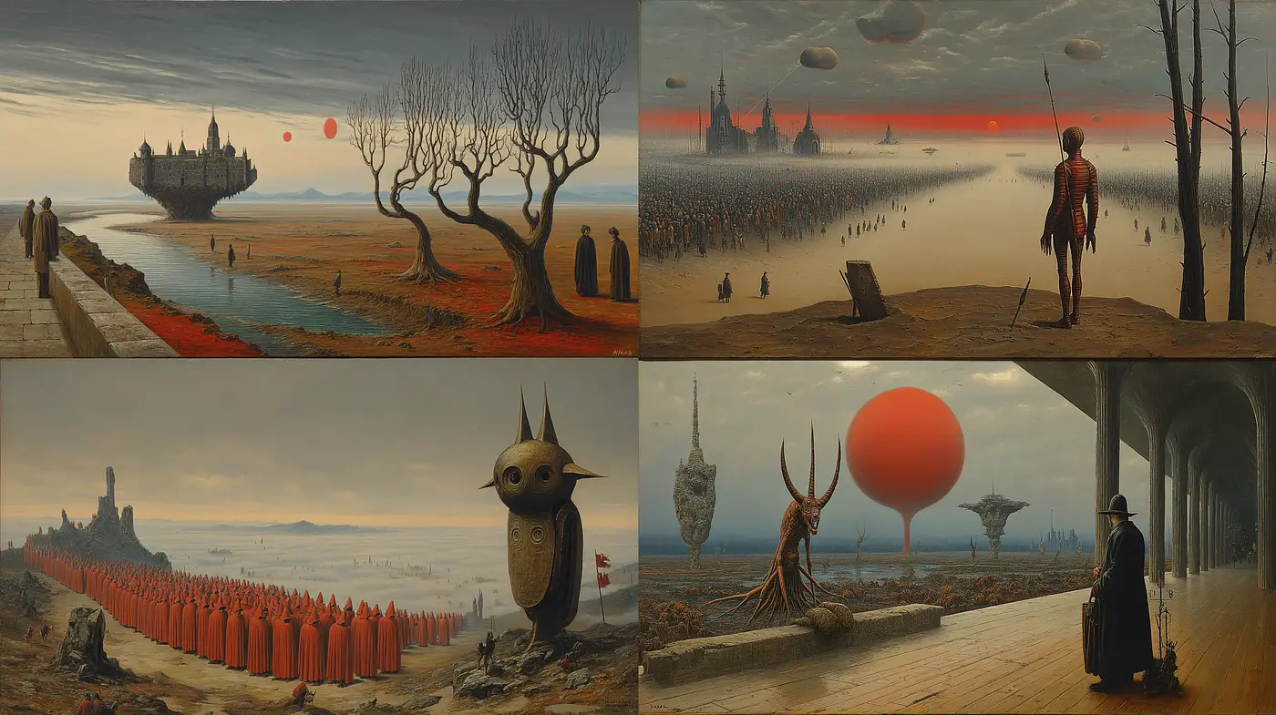 Surreal and Intricate Landscapes with a Mysterious Atmosphere - Midjourney sref style