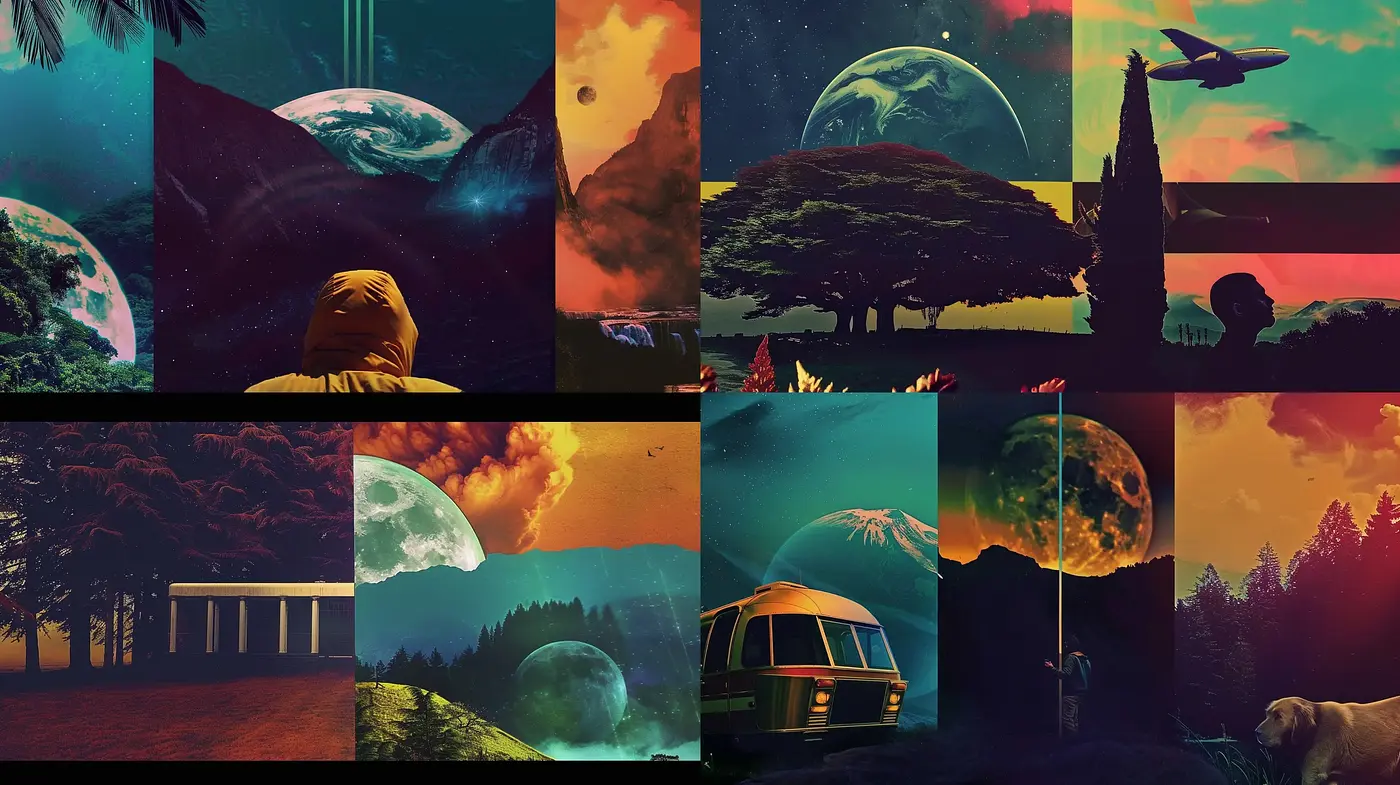 Retrofuturistic Dreamscape with Surreal Overtones - Midjourney sref style