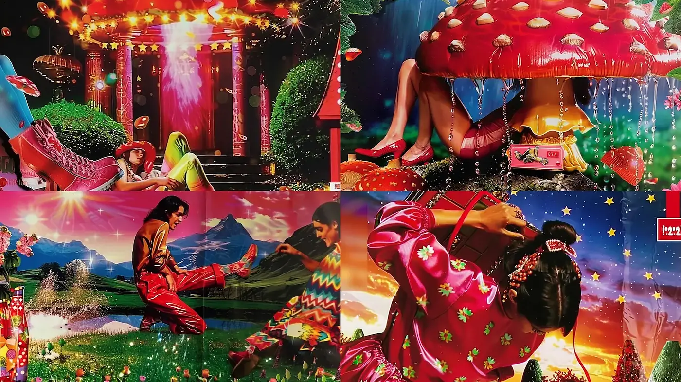 Whimsical and Vibrant Mixed Media with a Playful Fantasy Aesthetic - Midjourney sref style