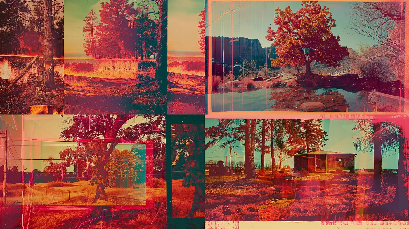 Analog Glitch Nature: A Retrofuturistic Meld of Outdoor Serenity - Midjourney sref style