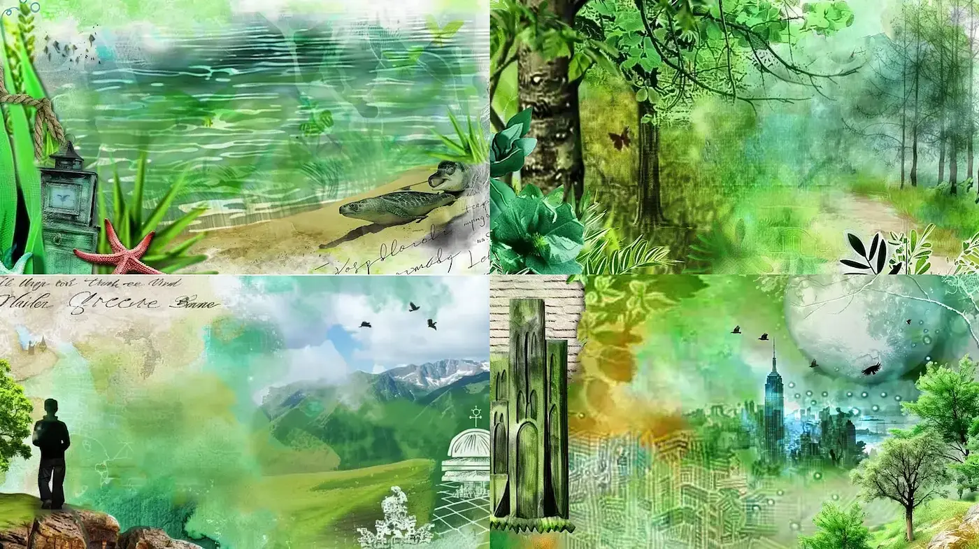Vibrant Natural Landscapes with a Refreshing Aesthetic - Midjourney sref style