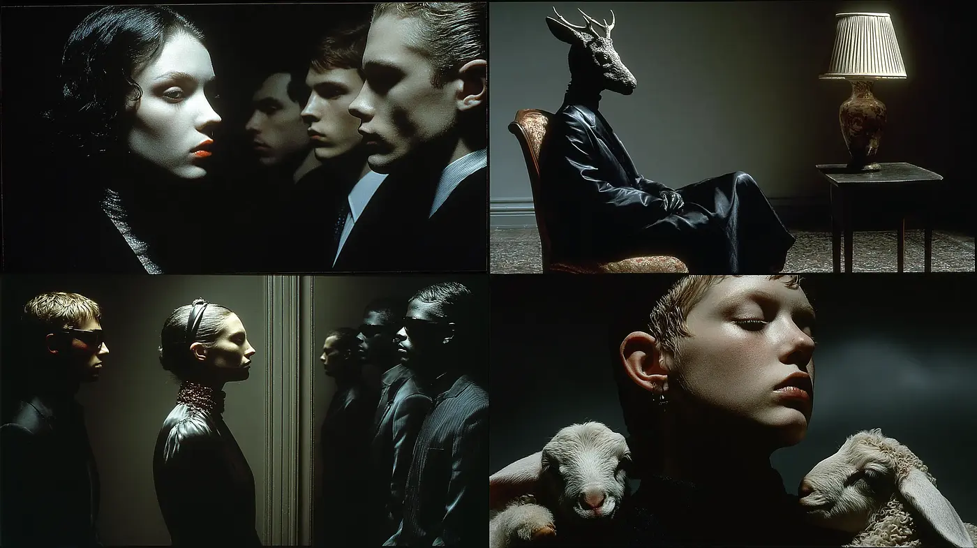 Hauntingly elegant imagery inspired by surreal and dark aesthetics - Midjourney sref style