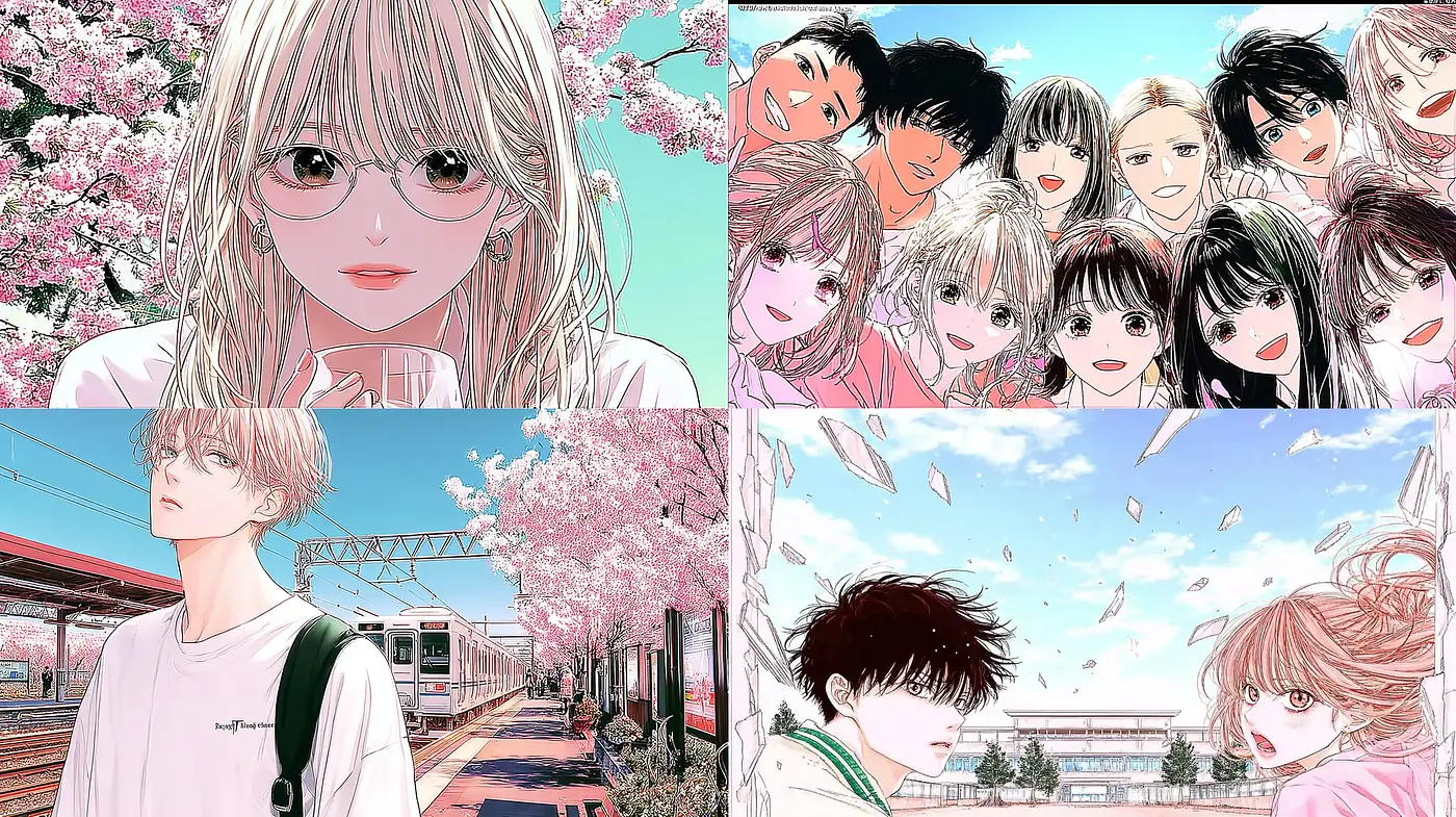 Vibrant and Whimsical Anime-Inspired Aesthetic with Romantic Elements - Midjourney sref style