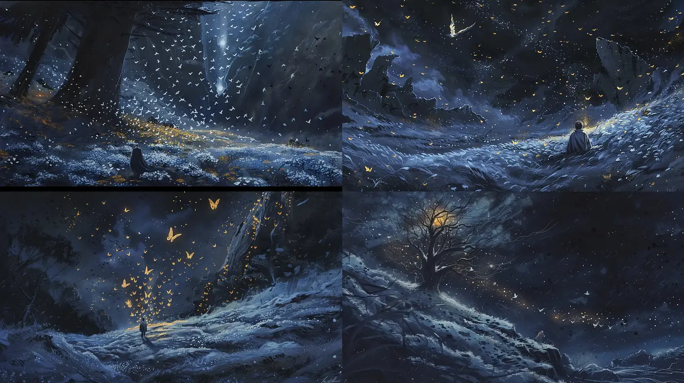 Ethereal Nocturnal Dreamscape: A Consistent Vision of Starlit Enchantment - Midjourney sref style