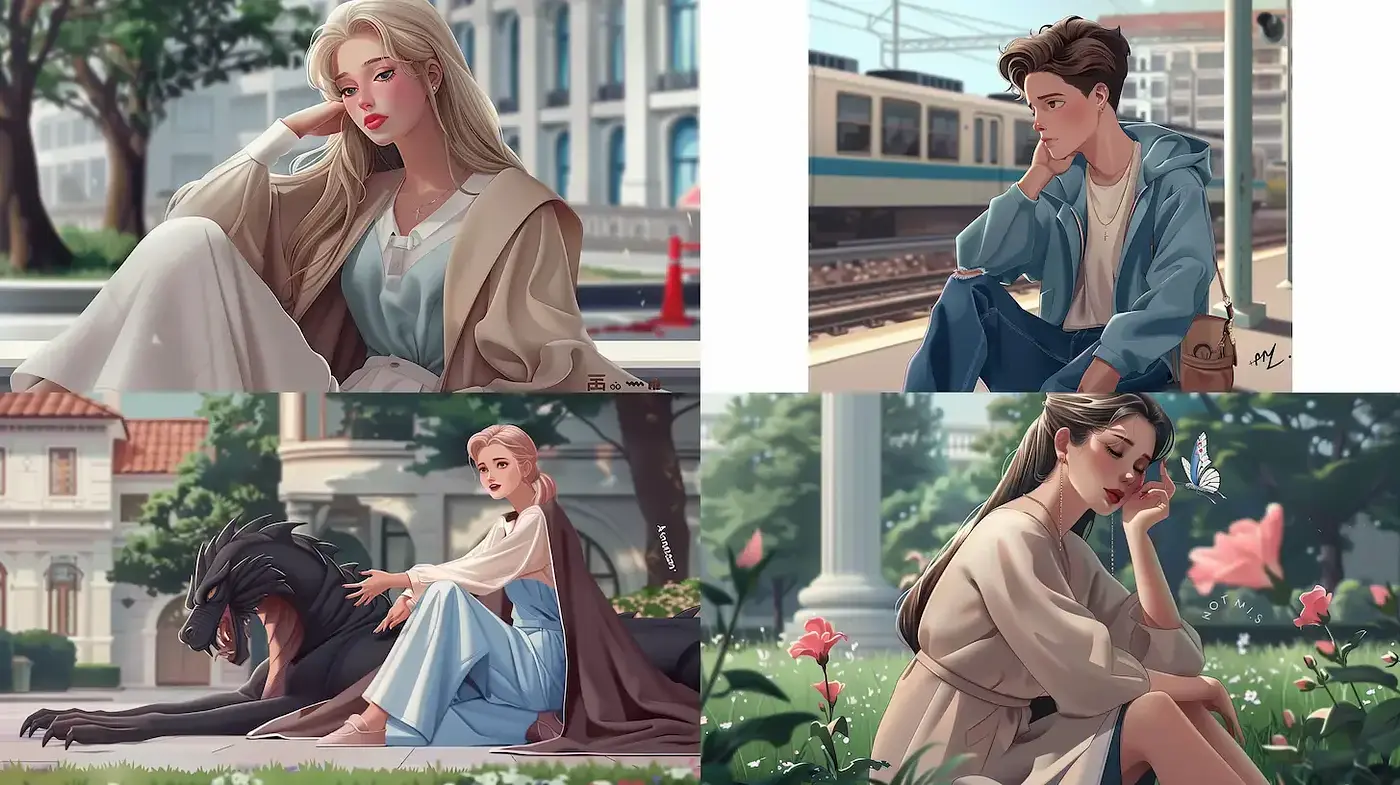 Contemporary Serenity: A Soft-Hued Modern Illustrative Fusion - Midjourney sref style