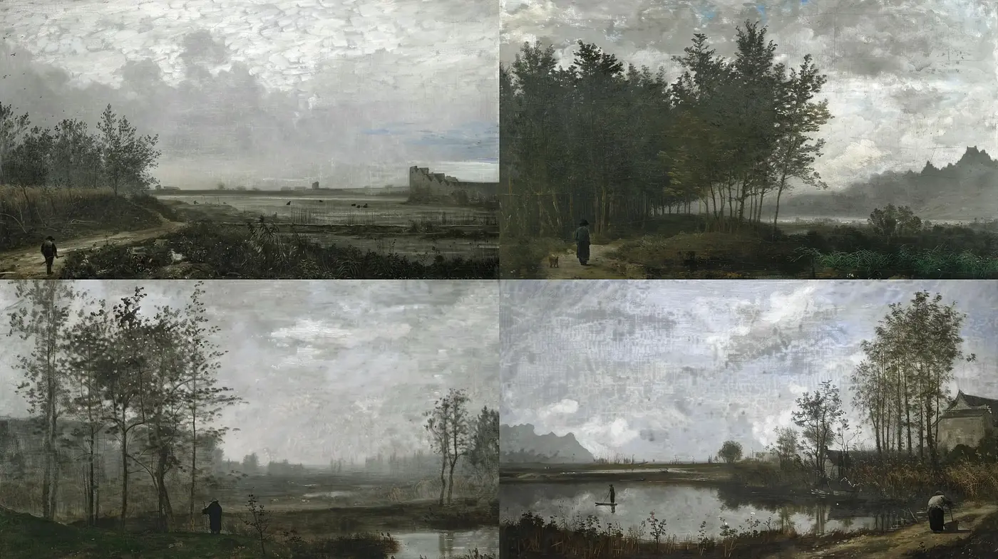 Muted Landscape Interpretations with Consistent Tonal Harmony - Midjourney sref style