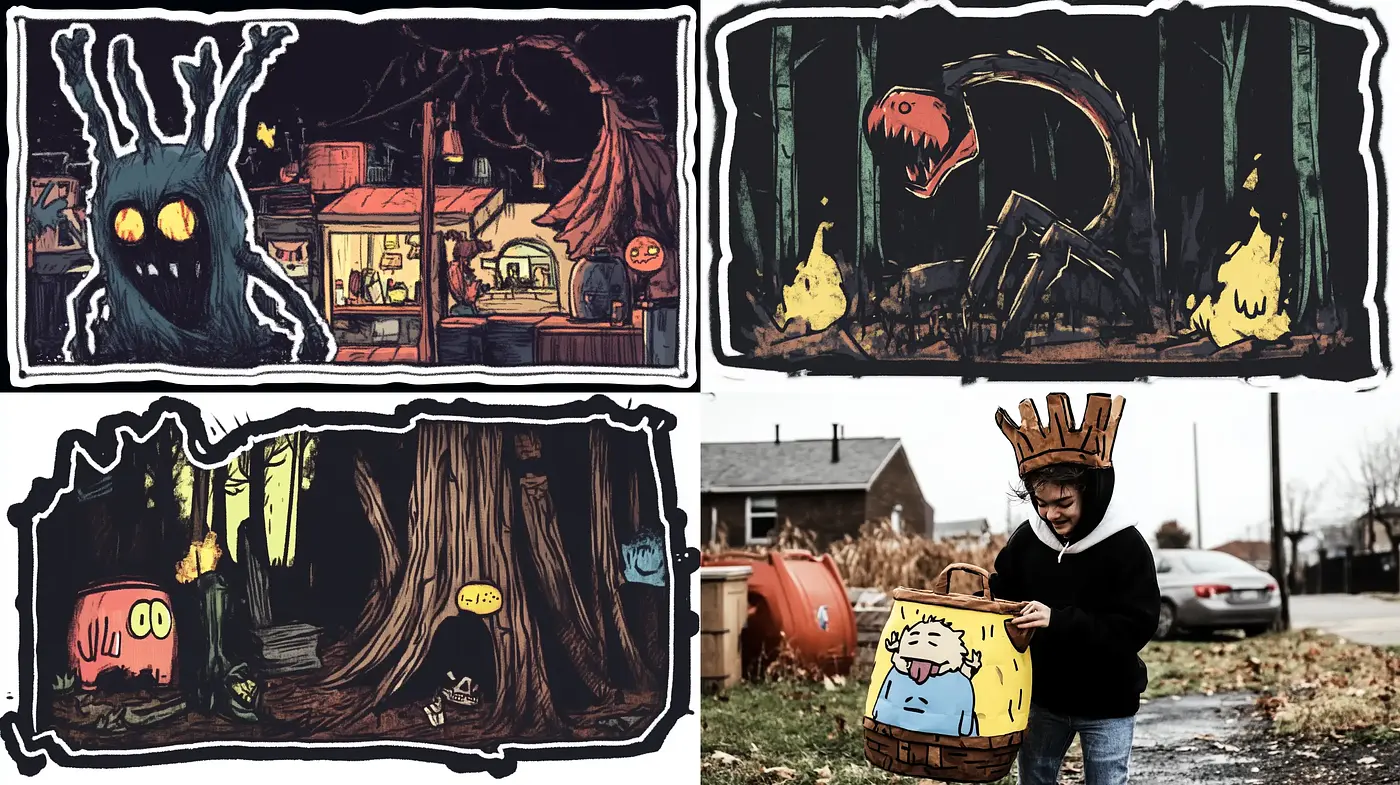 Dimly Lit Enigmatic Illustrations with a Mysterious Fantasy Theme - Midjourney sref style