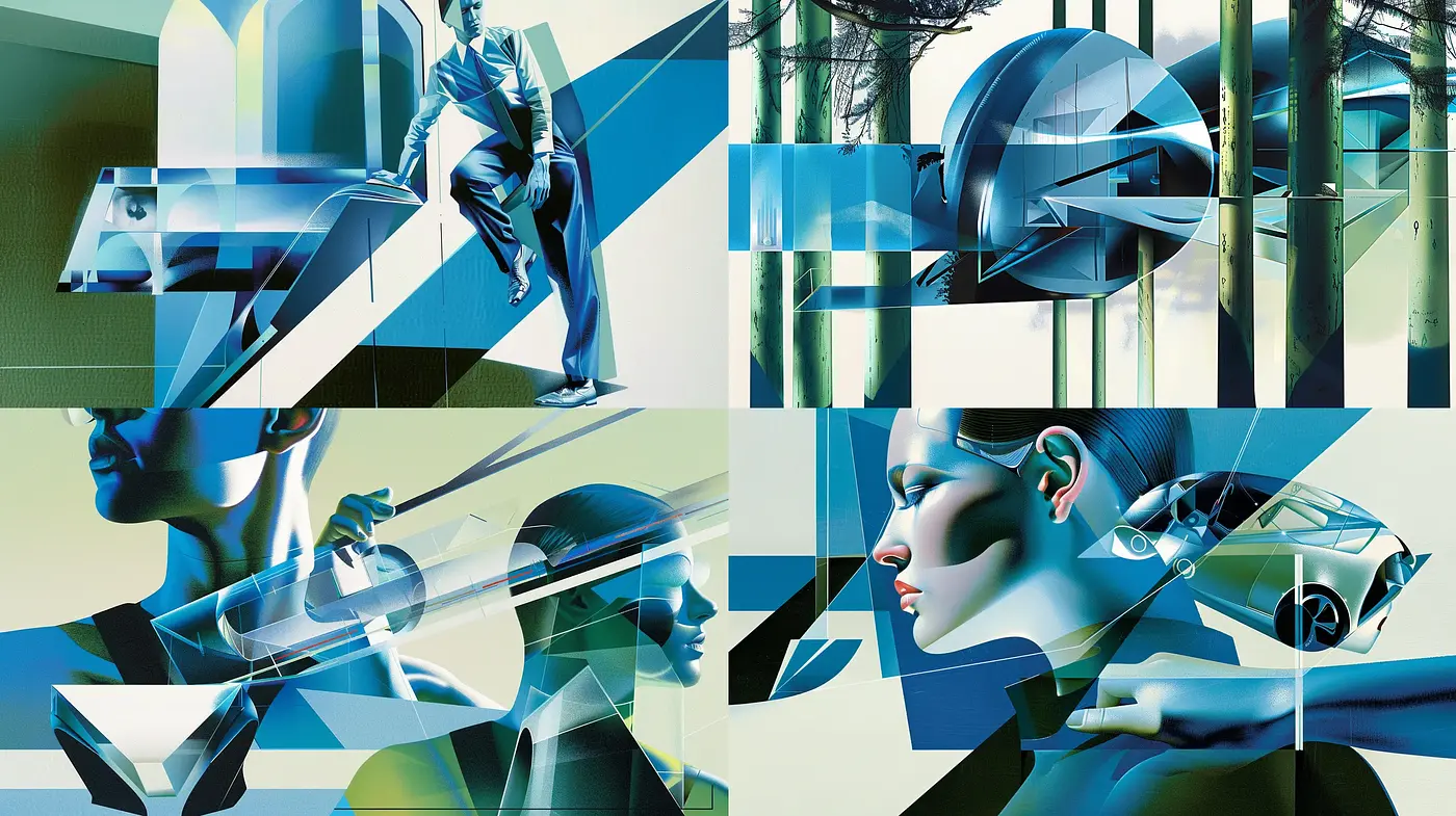 Futuristic Synthesis of Geometric Elegance and Digital Artistry - Midjourney sref style